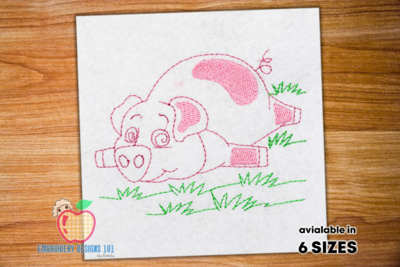 Pig Sleeping on Lawn Embroidery Review
