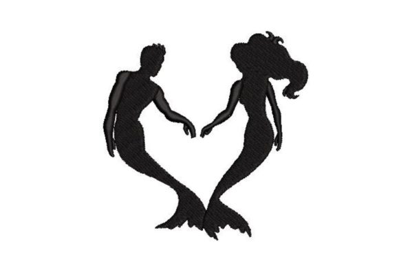 Silhouettes of a Mermaid and a Merman